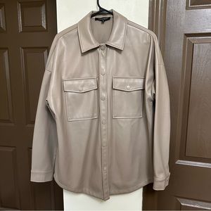 Faux leather shacket